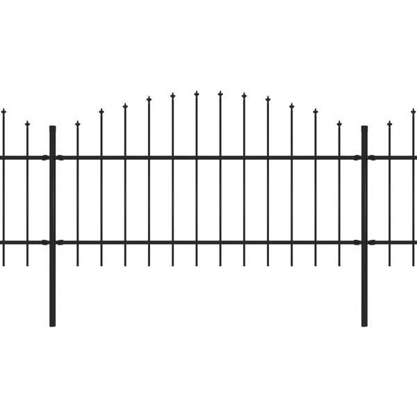 vidaXL Clôture de jardin avec dessus en forme de lance en acier 1603,5 x 125 cm Noir