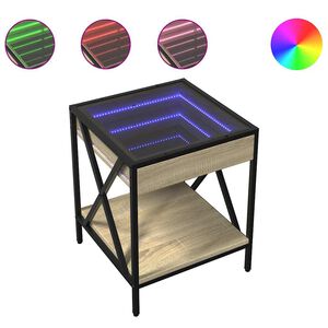 vidaXL Table basse avec LED Infinity ch&ecirc;ne sonoma 40x40x49 cm