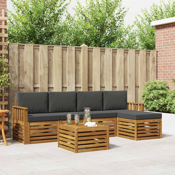 vidaXL Ensemble de canap&eacute;s d'ext&eacute;rieur 6 pcs Naturel et Anthracite