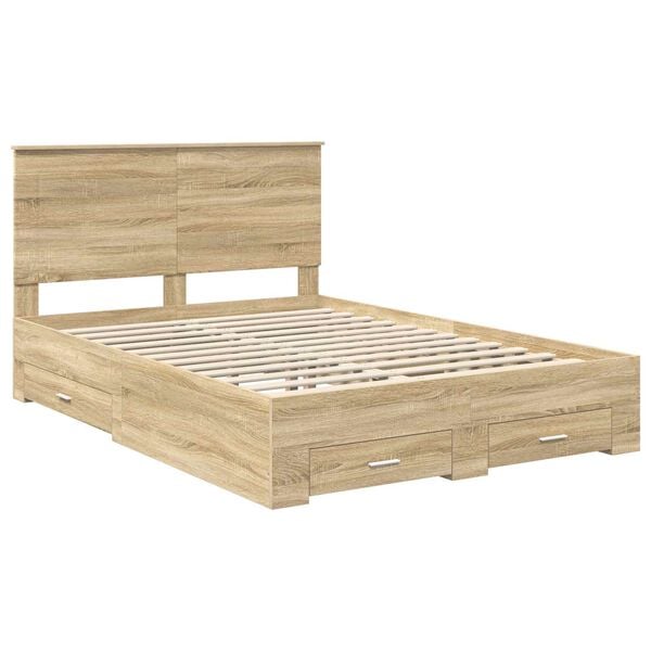 vidaXL Cadre de lit Ch&ecirc;ne Sonoma 150 x 200 cm Bois d'ing&eacute;nierie