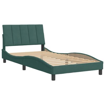 vidaXL Cadre de lit sans matelas vert foncé 100x200 cm velours