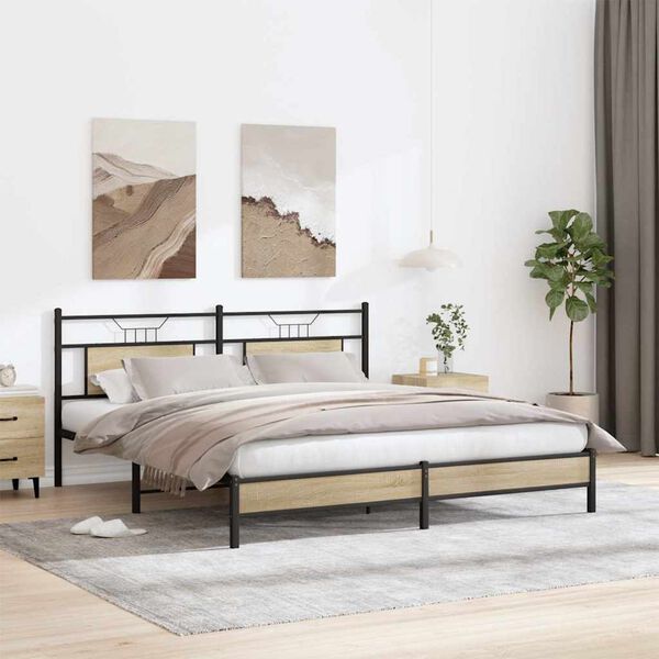 vidaXL Cadre de lit sans matelas ch&ecirc;ne sonoma 183x203 cm