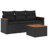 vidaXL Salon de jardin 4 pcs avec coussins noir r&eacute;sine tress&eacute;e