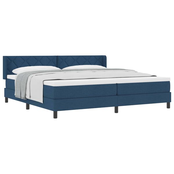 vidaXL Lit &agrave; ressorts avec matelas Bleu 200 x 200 cm Polyester