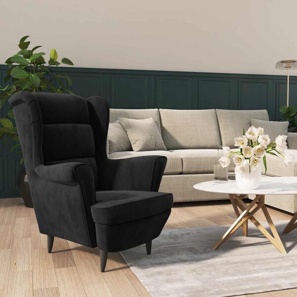 vidaXL Fauteuil noir velours