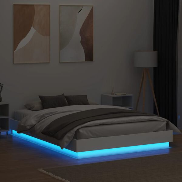 vidaXL Cadre de lit avec LED sans matelas blanc 140x200 cm
