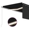 vidaXL Auvent manuel r&eacute;tractable avec store et LED 4x3 m Anthracite