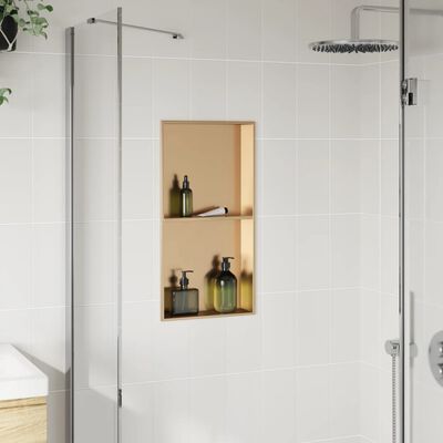 vidaXL Niche de douche doré brossé 32x62x9 cm acier inoxydable