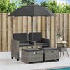 vidaXL Canap&eacute; de jardin 2 places avec parasol et tabourets gris rotin