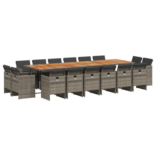 vidaXL Ensemble &agrave; manger de jardin 17 pcs et coussins r&eacute;sine tress&eacute;e