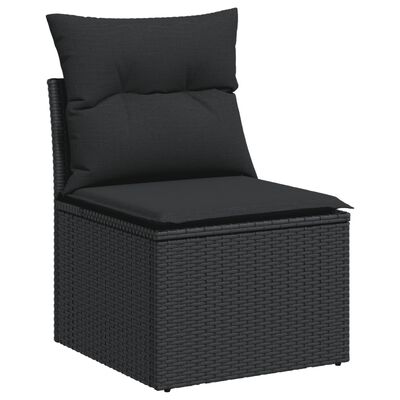 vidaXL Salon de jardin 6 pcs avec coussins noir résine tressée