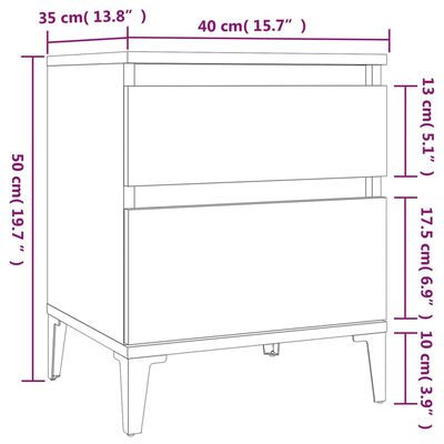 vidaXL Table de chevet Chêne marron 40x35x50 cm