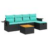 vidaXL Salon de jardin 6 pcs avec coussins noir r&eacute;sine tress&eacute;e