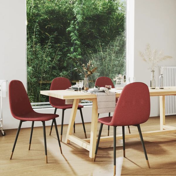 vidaXL Chaises &agrave; manger lot de 4 rouge bordeaux tissu
