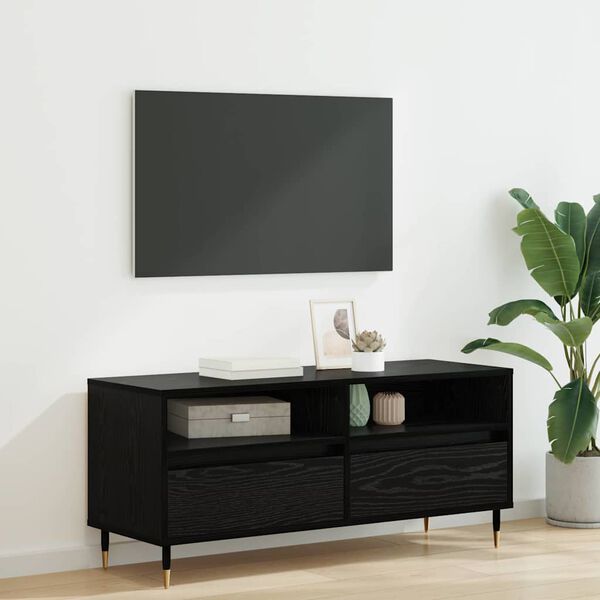 vidaXL Meuble TV avec tiroir Ch&ecirc;ne noir 100 x 34,5 x 44,5 cm