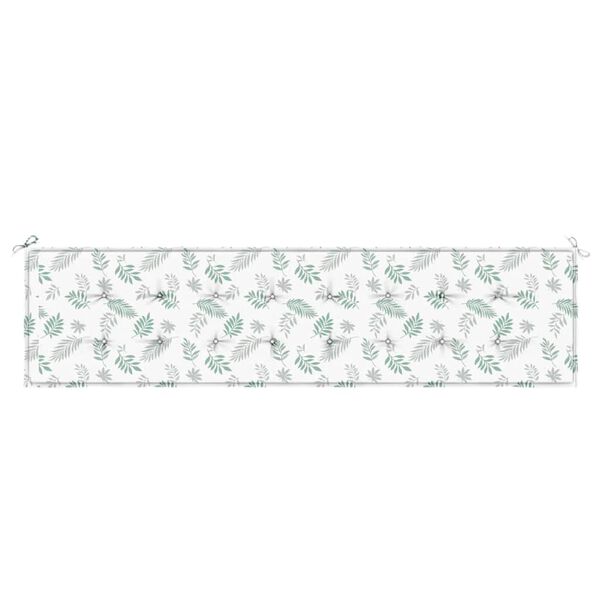 vidaXL Coussin de banc de jardin motif de feuilles 200x50x4 cm tissu