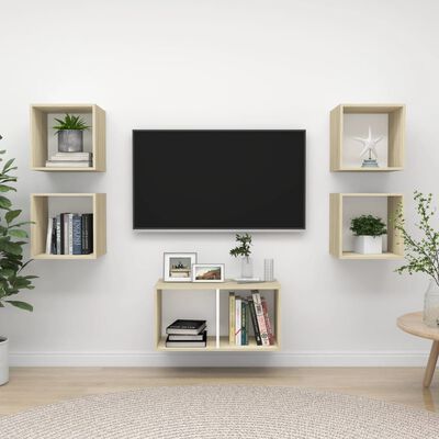 vidaXL Ensemble de meubles TV 5pcs Blanc chêne sonoma Bois ingénierie