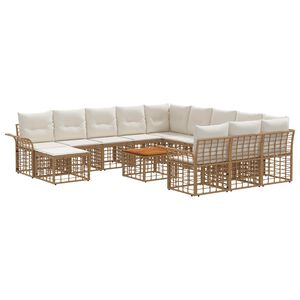 vidaXL Ensemble de canap&eacute; de jardin 13 pc Blanc Naturel et Cr&egrave;me