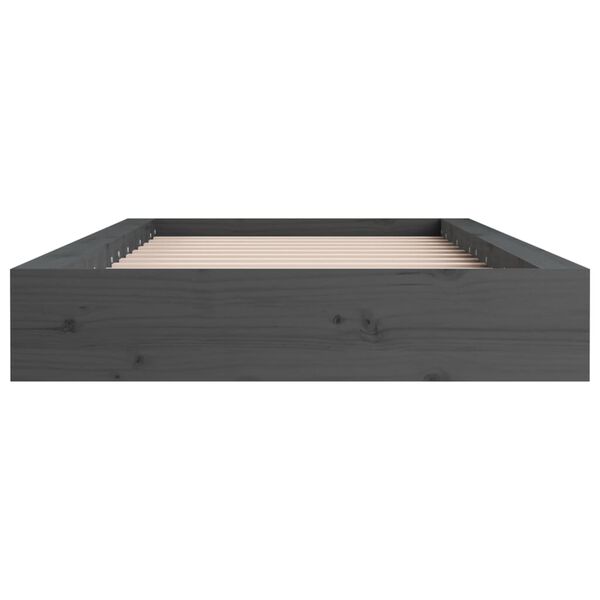 vidaXL Cadre de lit sans matelas gris 135x190 cm bois massif