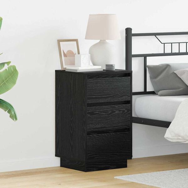 vidaXL Cabinet de chevet avec tiroir Ch&ecirc;ne noir 39 x 34,5 x 65 cm