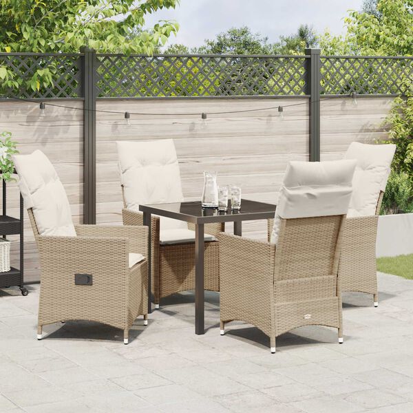 vidaXL Ensemble de salle &agrave; manger pour jardin 5 pcs Beige polyrotin