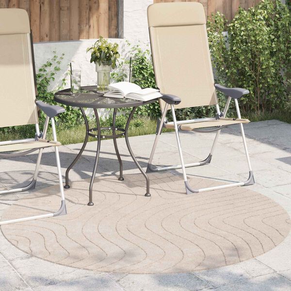 vidaXL Tapis de surface Rond PALMERAS Beige &Oslash; 200 CM Polyester
