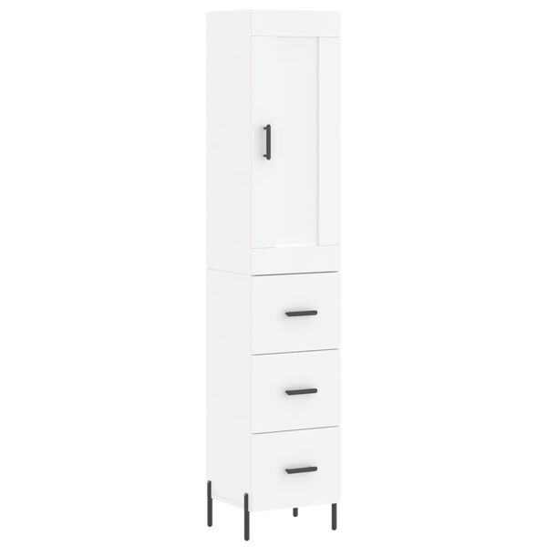 vidaXL Buffet haut Blanc 34,5x34x180 cm Bois d'ing&eacute;nierie