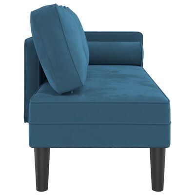 vidaXL Chaise longue avec coussins bleu velours