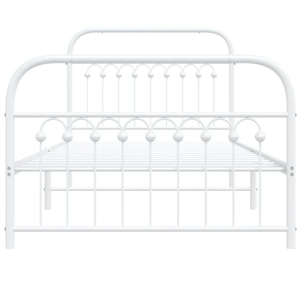 vidaXL Cadre de lit m&eacute;tal sans matelas et pied de lit blanc 100x190 cm