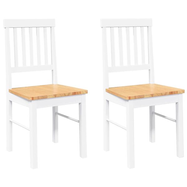 vidaXL Chaises à manger 2 pcs blanc bois massif caoutchouc