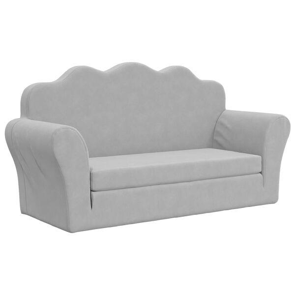 vidaXL Canap&eacute;-lit pour enfants &agrave; 2 places Gris clair Peluche douce