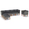 vidaXL Salon de jardin 7 pcs R&eacute;sine tress&eacute;e et bois d'eucalyptus Gris