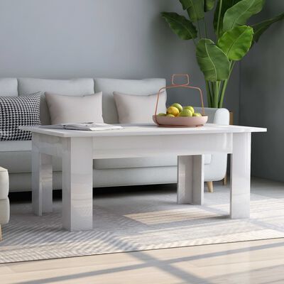 vidaXL Table basse blanc brillant 100x60x42 cm bois d'ingénierie