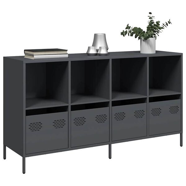 vidaXL Buffet anthracite 135x39x73,5 cm acier laminé à froid