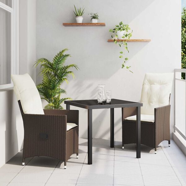 vidaXL Ensemble de salle à manger pour jardin 3 pcs Marron Poly rotin