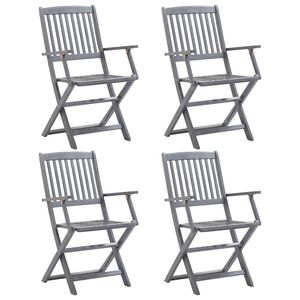 vidaXL Chaises pliantes 4 pi&egrave;ces en bois d'acacia massif