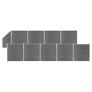 vidaXL Ensemble de cl&ocirc;ture WPC 9 Carr&eacute; + 1 Inclin&eacute; 1657x186 cm Gris