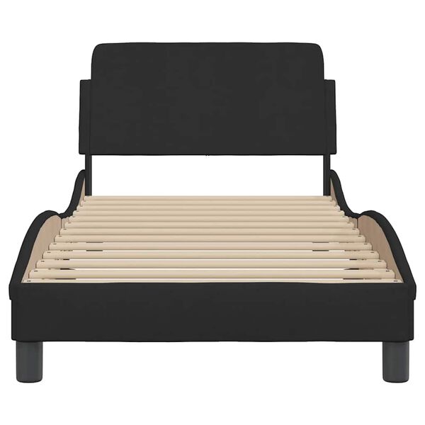 vidaXL Cadre de lit avec t&ecirc;te de lit Dover noir 90x190 cm tissu