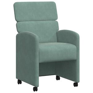 vidaXL Chaises de Salle &agrave; Manger avec Roues 2 pc Velours Vert marin