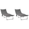 vidaXL Transat pliant avec coussin 2 pc Anthracite