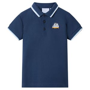 vidaXL Polo pour enfants bleu fonc&eacute; 92