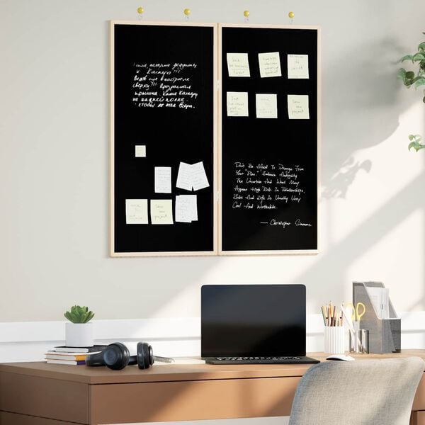 vidaXL Tableau d'Affichage Noir 80 x 80 x 1.4 cm Bois de pin massif
