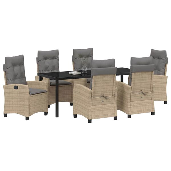 vidaXL Ensemble de salle &agrave; manger pour jardin 7 pcs Beige polyrotin