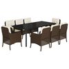 vidaXL Ensemble &agrave; manger de jardin et coussins 9 pcs marron poly rotin