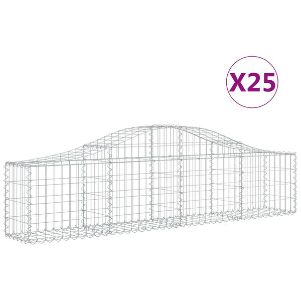 vidaXL Paniers &agrave; gabions arqu&eacute;s 25 pcs 200x30x40/60 cm Fer galvanis&eacute;