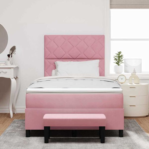 vidaXL Lit &agrave; ressorts avec matelas Rose 120 x 190 cm Velours