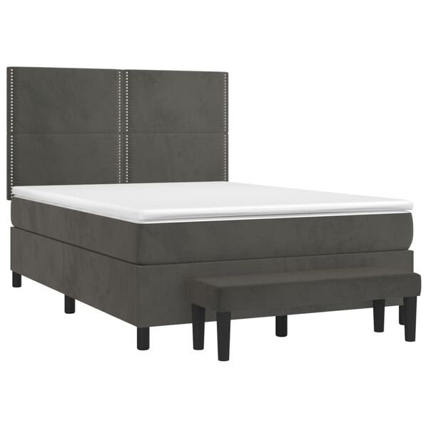 vidaXL Sommier &agrave; lattes de lit et matelas Gris fonc&eacute; 140x200cm Velours