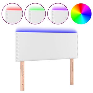 vidaXL T&ecirc;te de lit &agrave; LED Blanc 100x5x78/88 cm Similicuir