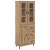 vidaXL Haut Armoire 2 pcs Ch&ecirc;ne artisanal Bois Agglom&eacute;r&eacute; et Verre