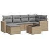 vidaXL Salon de jardin avec coussins 7 pcs beige r&eacute;sine tress&eacute;e